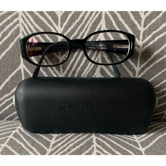 CHANEL EYE Glasses 3127 black Frames & Case CC LOGO Hardcase AUTHENTIC - Picture 2 of 12